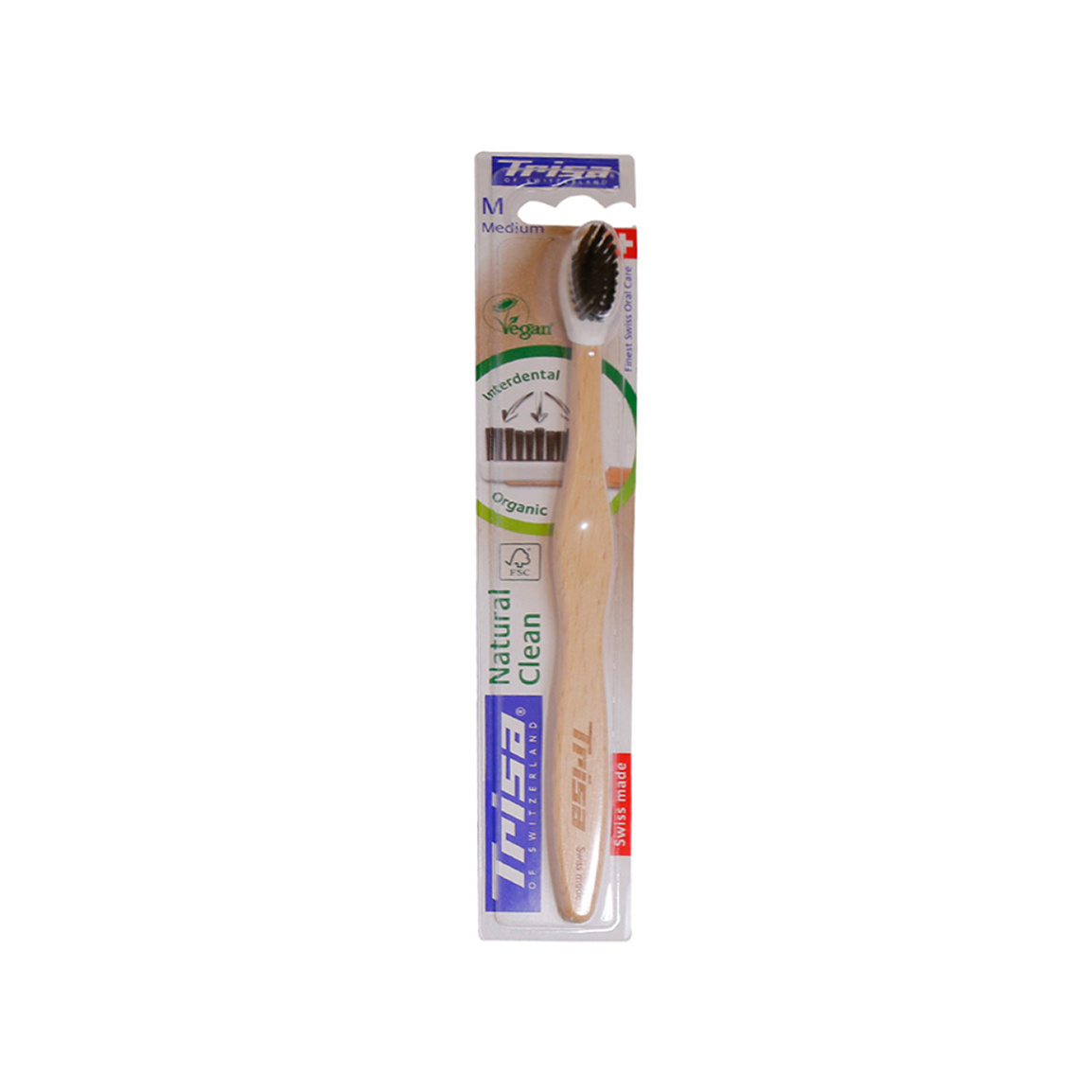 مسواک مدل Natural Clean با برس متوسط Trisa Natural Clean Toothbrush Medium