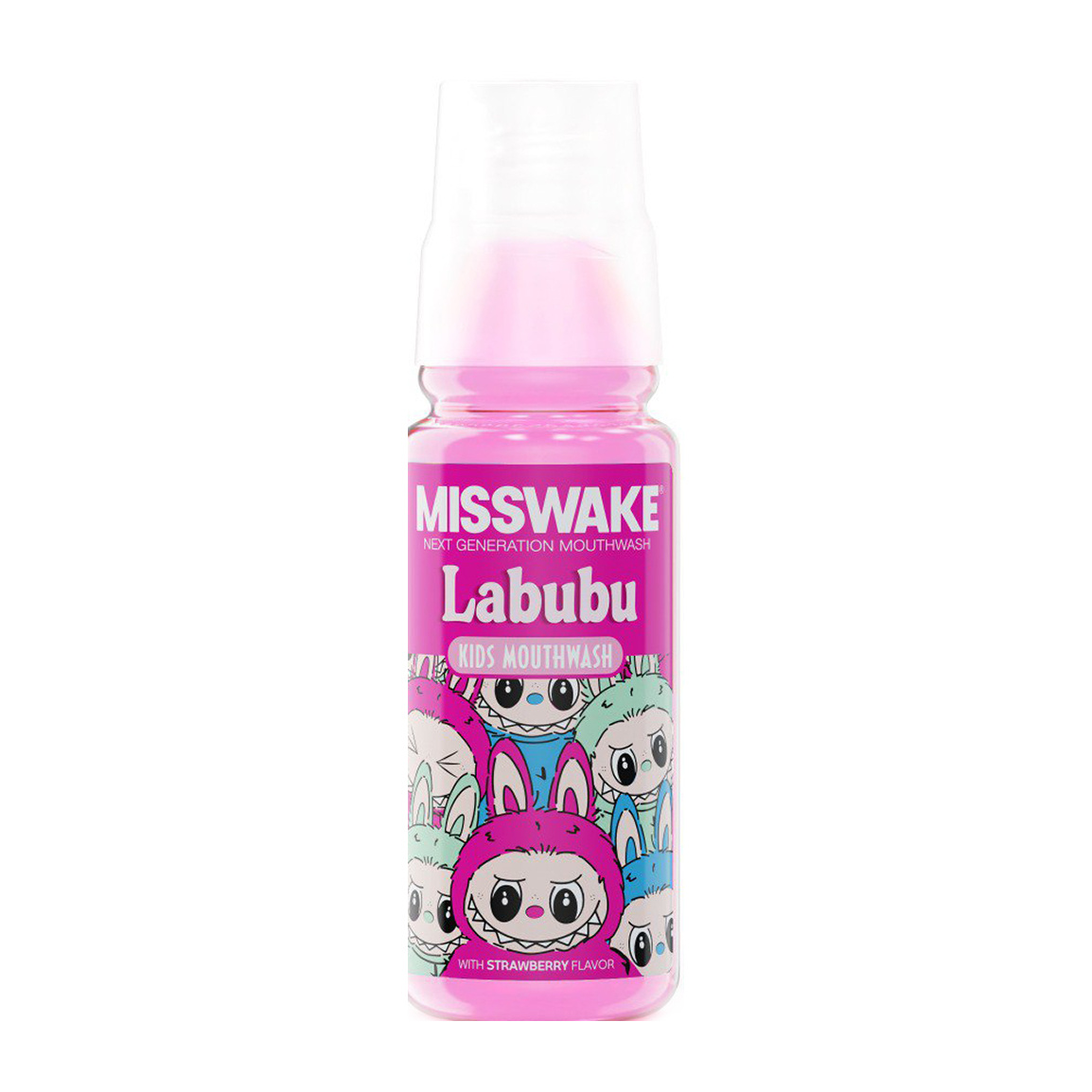دهانشویه کودک مدل لبوبو دخترانه حجم 200 میلی لیتر Misswake Labubu For kids Mouthwash 200 ml