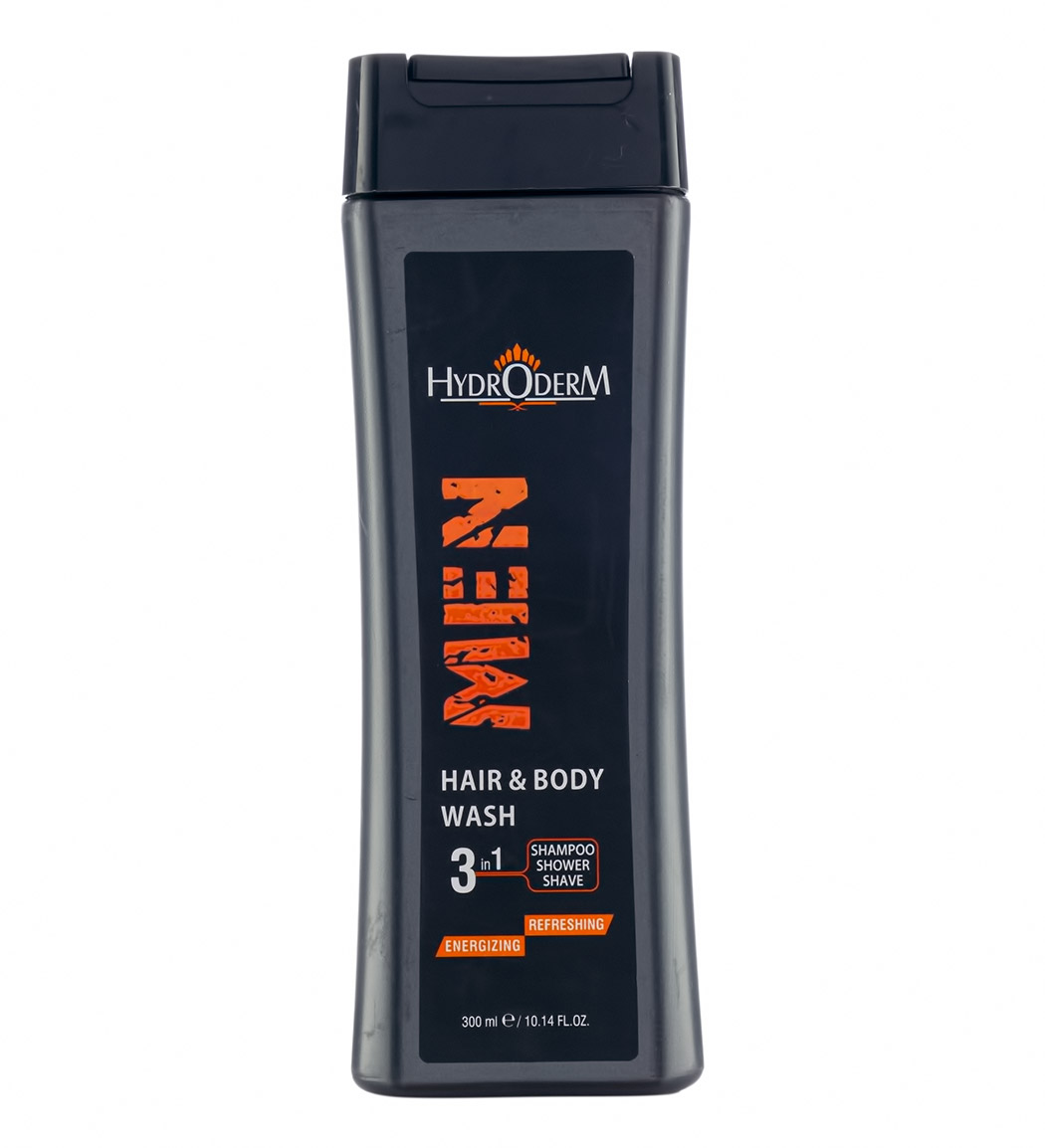 شامپو سر و بدن و اصلاح صورت آقایان با رایحه انرژی بخش 300میل Hydroderm Men Energizing and Refreshing Hair and Body Wash 300ml