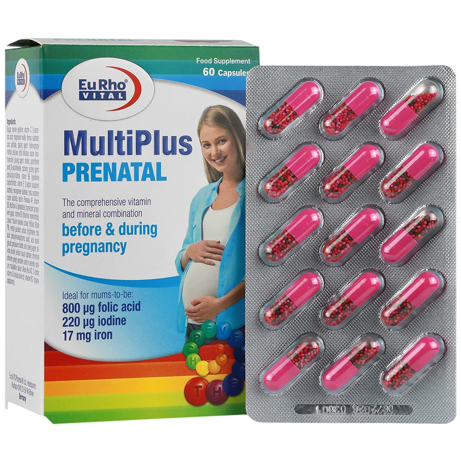 مولتی پلاس پریناتال یوروویتال ۶۰عدد Eurho vital MultiPlus Prenatal60 capsules