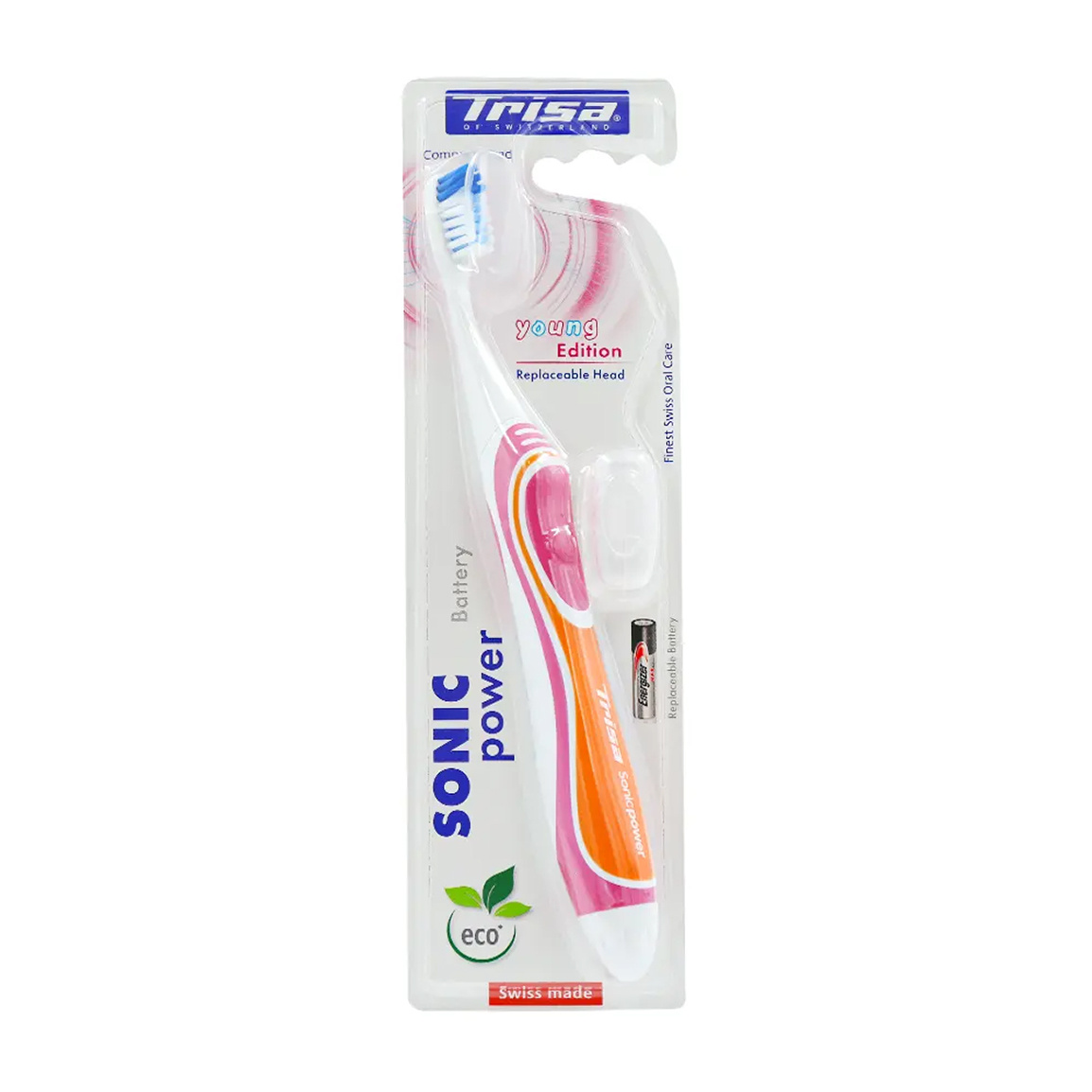مسواک باطری دار مدل Sonic Power Young Edision همراه با درپوش Trisa Sonic Power Battery Young Edition Electric Toothbrush