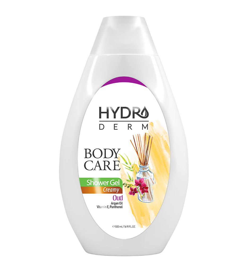 شامپو بدن کرمی با رایحه عود و آرگان حجم 500 میل Hydroderm Creamy Body Wash Oud And Argan 500 ml