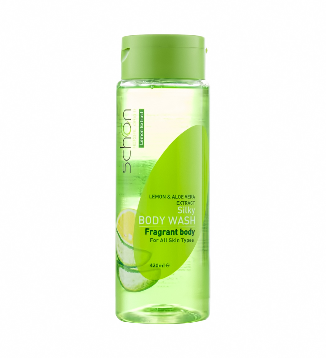 شامپو بدن با عصاره لیمو و آلوئه ورا 420میل Schon Lemon And Aloe Vera Body Wash 420ml
