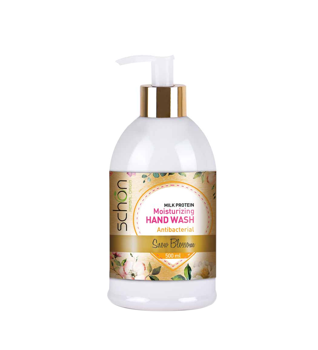 مایع دستشویی آنتی باکتریال کرمی سفید اسنو بلاسم 500 میل Schon Snow Blossom Milk Protein Moisturizing Hand Wash 500ml