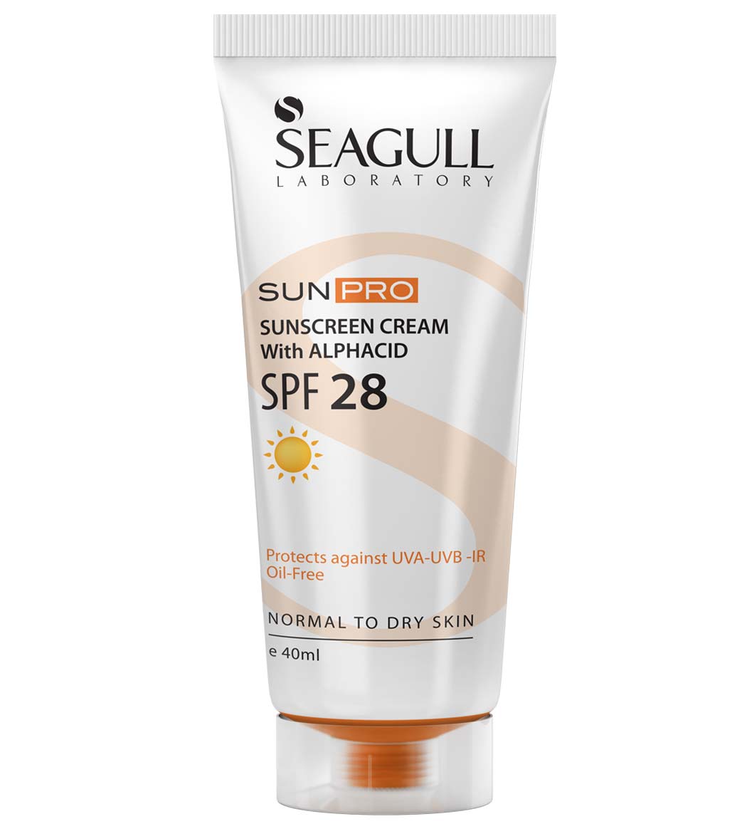 کرم ضد آفتاب آلفاسید اس پی اف 28 seagull spf 28 alphacid sunscreen cream