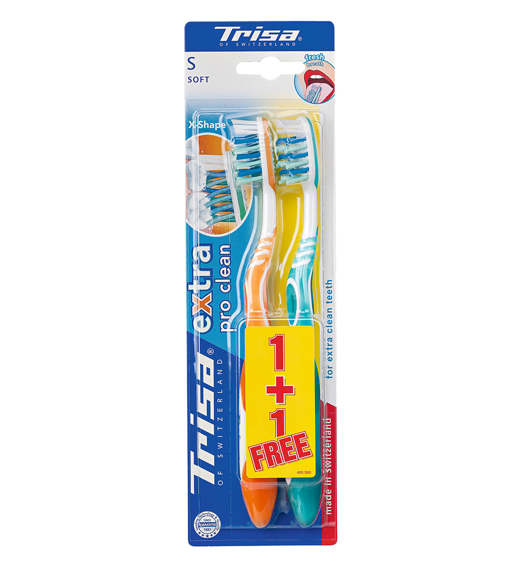 مسواک Extra Pro Clean با برس نرم بسته 2تایی ارسال با رنگ رندوم Trisa Extra Pro Clean Toothbrush Pack Of 2
