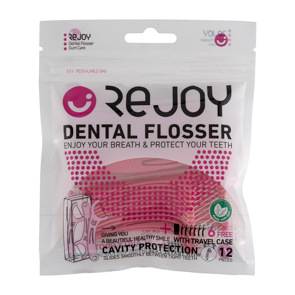 نخ دندان کمانی نعنایی خلال دندان قابدار 12 عددی به همراه 6 عدد هدیه Rejoy Dental Flosser 18Pieces