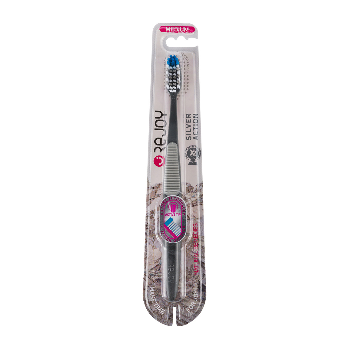 مسواک مدل Renature حاوی ذرات نقره با برس متوسط ارسال با رنگ رندوم Rejoy Renature Toothbrush Silver Action Medium