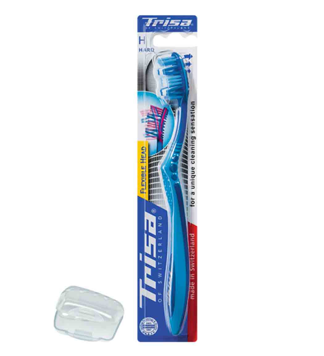 مسواک فلکسیبل هد سخت با محافظ ارسال با رنگ رندوم Trisa Toothbrush Flexible Head With Travel Cap Hard