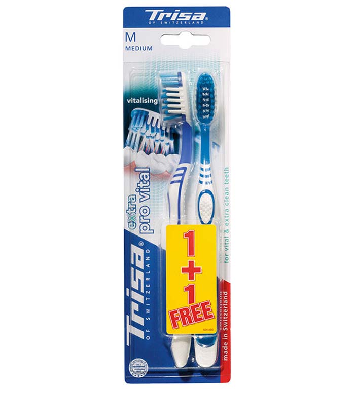 مسواک اکسترا پرو ویتال برس متوسط 2 عددی ارسال با رنگ رندوم Trisa extra provital medium Toothbrush