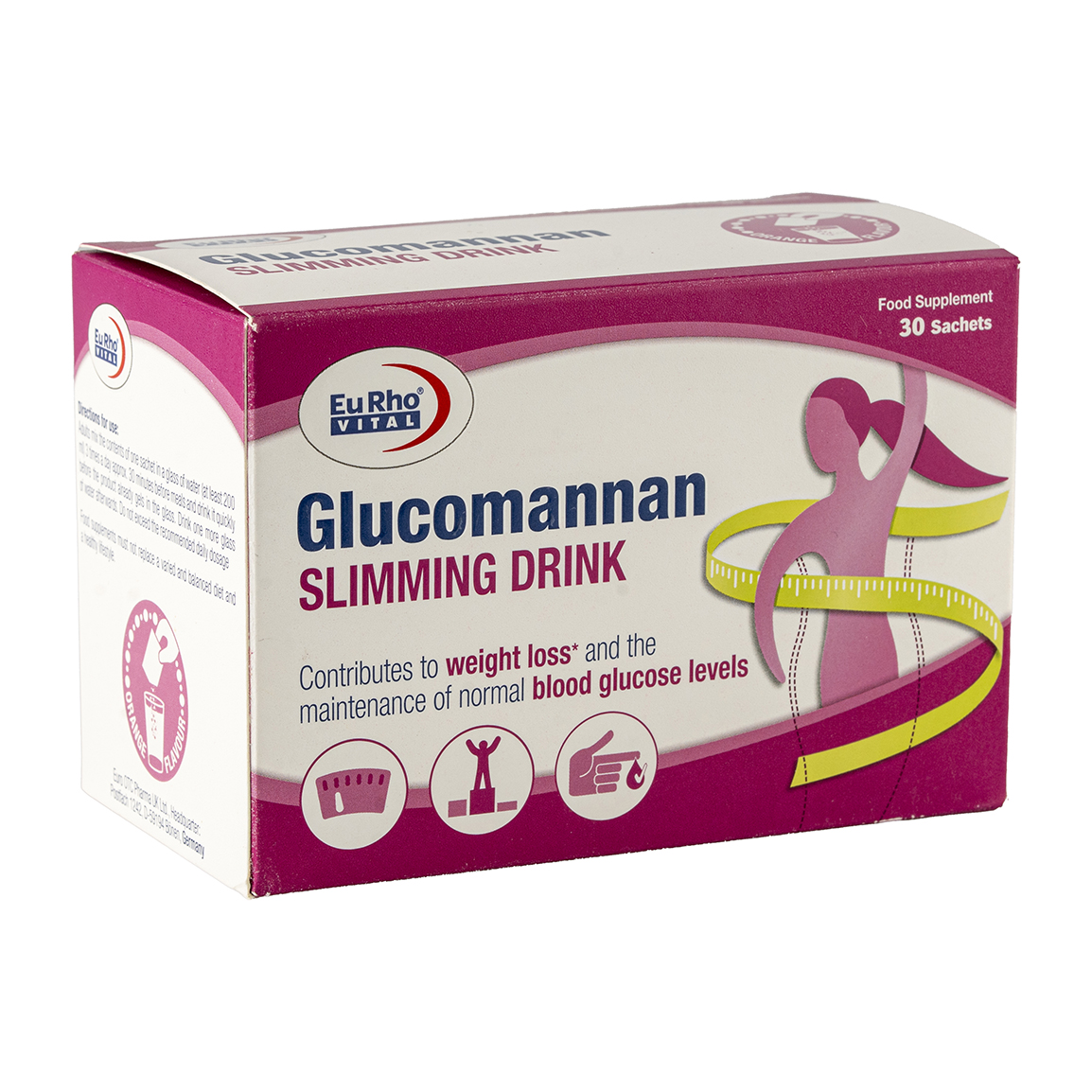 ساشه گلوکومانان بسته 30 عددی Eurhovital Glucomannan And Vitamin B2 30 Sachets