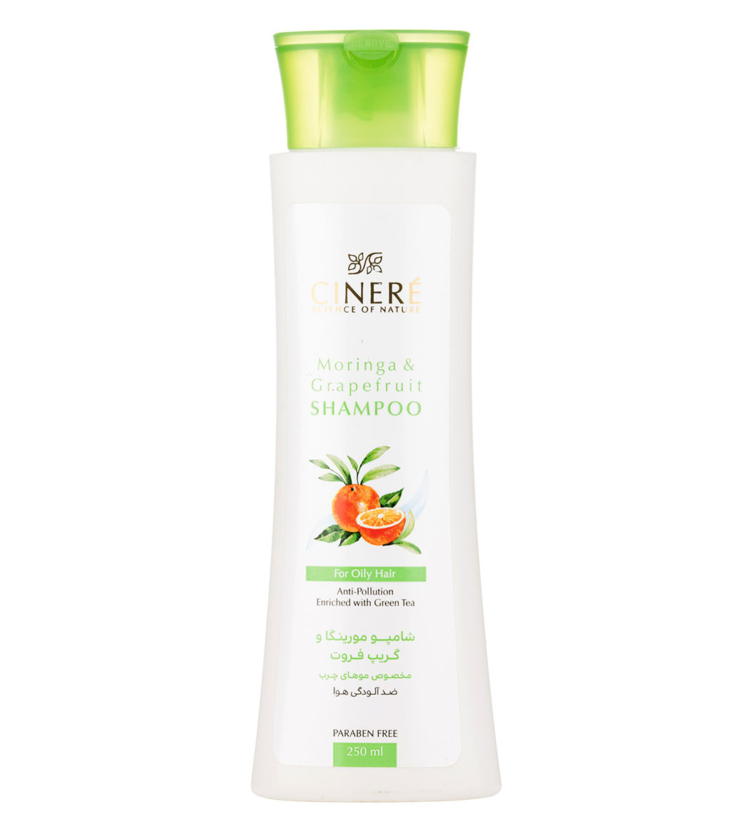 شامپو مورینگا و گریپ فروت مناسب مو چرب 250میل Cinere Green Tea And Grapefruit Shampoo