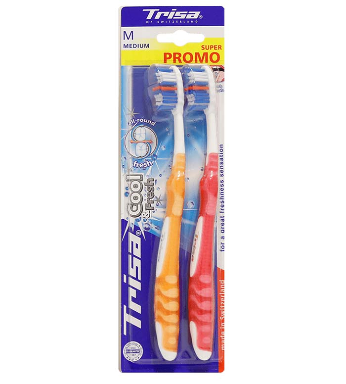 مسواک کول اند فرش برس متوسط 2عددی ارسال با رنگ رندوم Trisa cool and fresh medium Toothbrush