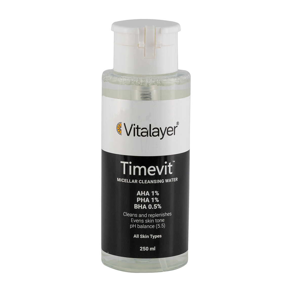 میسلارواتر مدل Timevit مناسب انواع پوست حجم 250 میلی لیتر Vitalayer Timevit For All Skin Types 250 ml