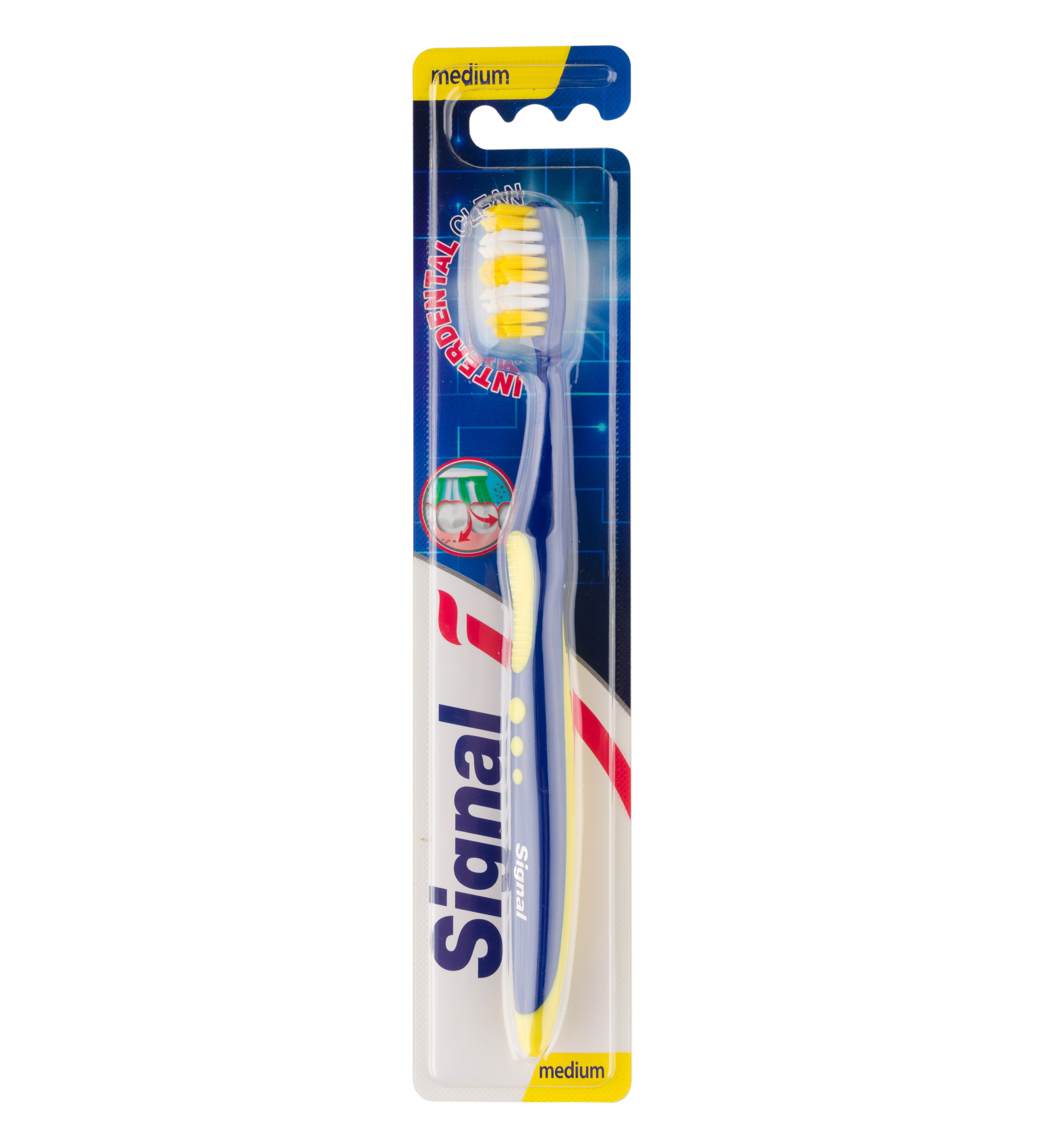 مسواک متوسط بزرگسالان با قابلیت پاک کنندگی فضاهای بین دندانی ارسال با رنگ رندوم Signal Interdental Clean Medium Toothbrush