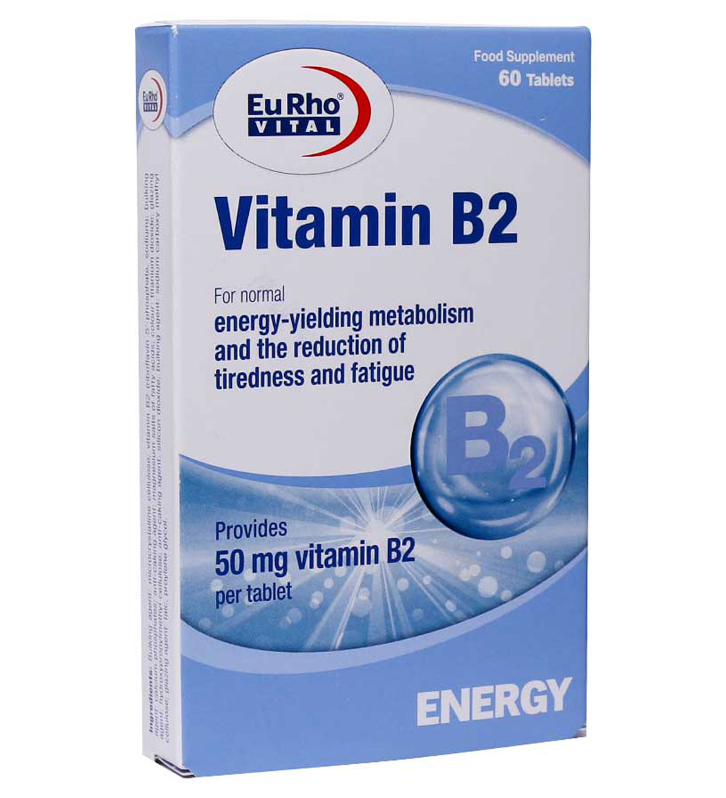 قرص ویتامین ب2 بسته 60 عددی Eurho Vita Vitamin B2