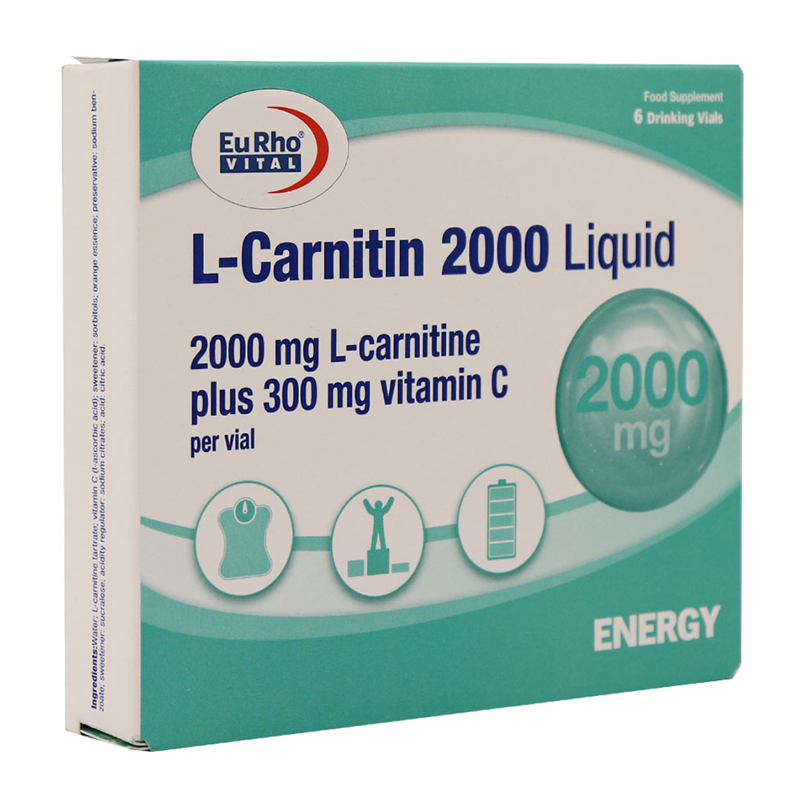 ویال ال کارنیتین با طعم پرتقال بسته 6 عددی Eurhovital L Carnitin 2000 Liquid 6 Vials