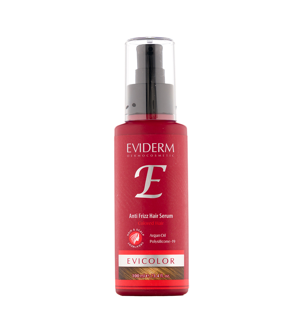 سرم حالت دهنده و نرم کننده مناسب موهای رنگ شده حجم 100 میل Eviderm Evidry Anti Frizz Hair Serum For Dyed Hair 100 ml