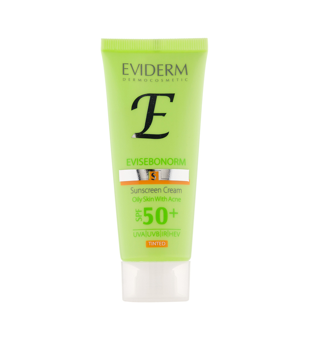 کرم ضدآفتاب رنگی مناسب پوست چرب و دارای جوش حجم 40 میل Eviderm Tinted Sunscreen Cream For Fatty and Boils Skin 40 ml