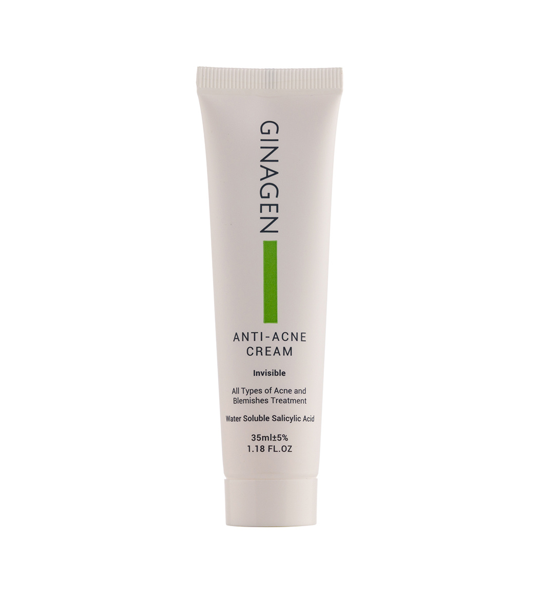 کرم آنتی آکنه بی رنگ 35 میل Ginagen Anti Acne Cream 35ml