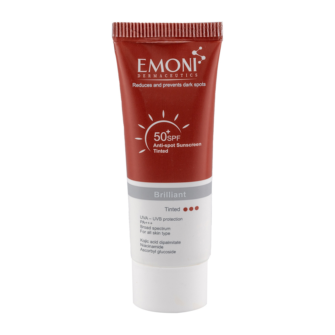 کرم ضدآفتاب رنگی با SPF50 مناسب پوست دارای لک حجم 50 میلی لیتر Emoni Sunscreen Cream SPF50 For Spotted Skin 50ml