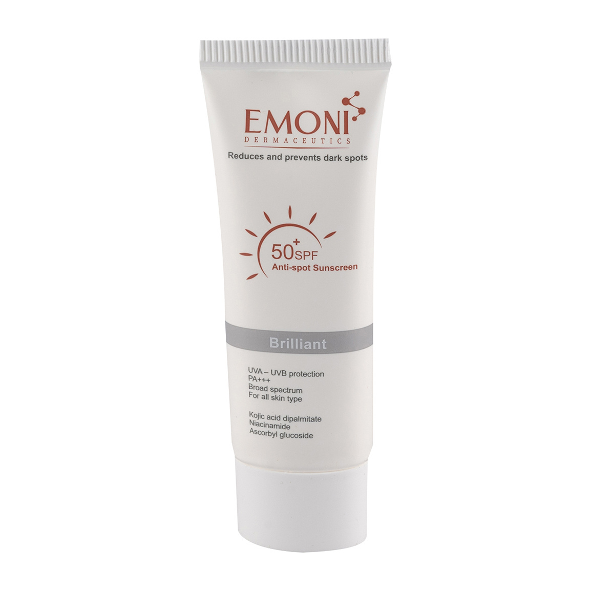 کرم ضدآفتاب بی رنگ  با SPF50 مناسب پوست دارای لک حجم 50 میلی لیتر Emoni Sunscreen Cream SPF50 For Acne Skin 50ml