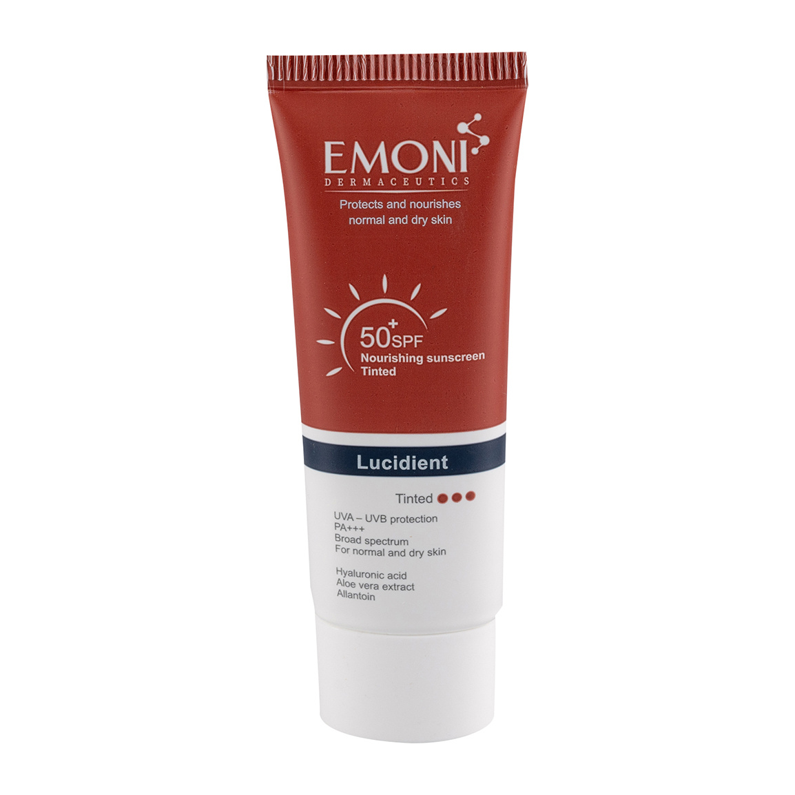 کرم ضد آفتاب رنگی  با SPF50 مناسب پوست نرمال تا خشک حجم 50 میلی لیتر Emoni Sunscreen Cream SPF50 For Dry Skin 50ml