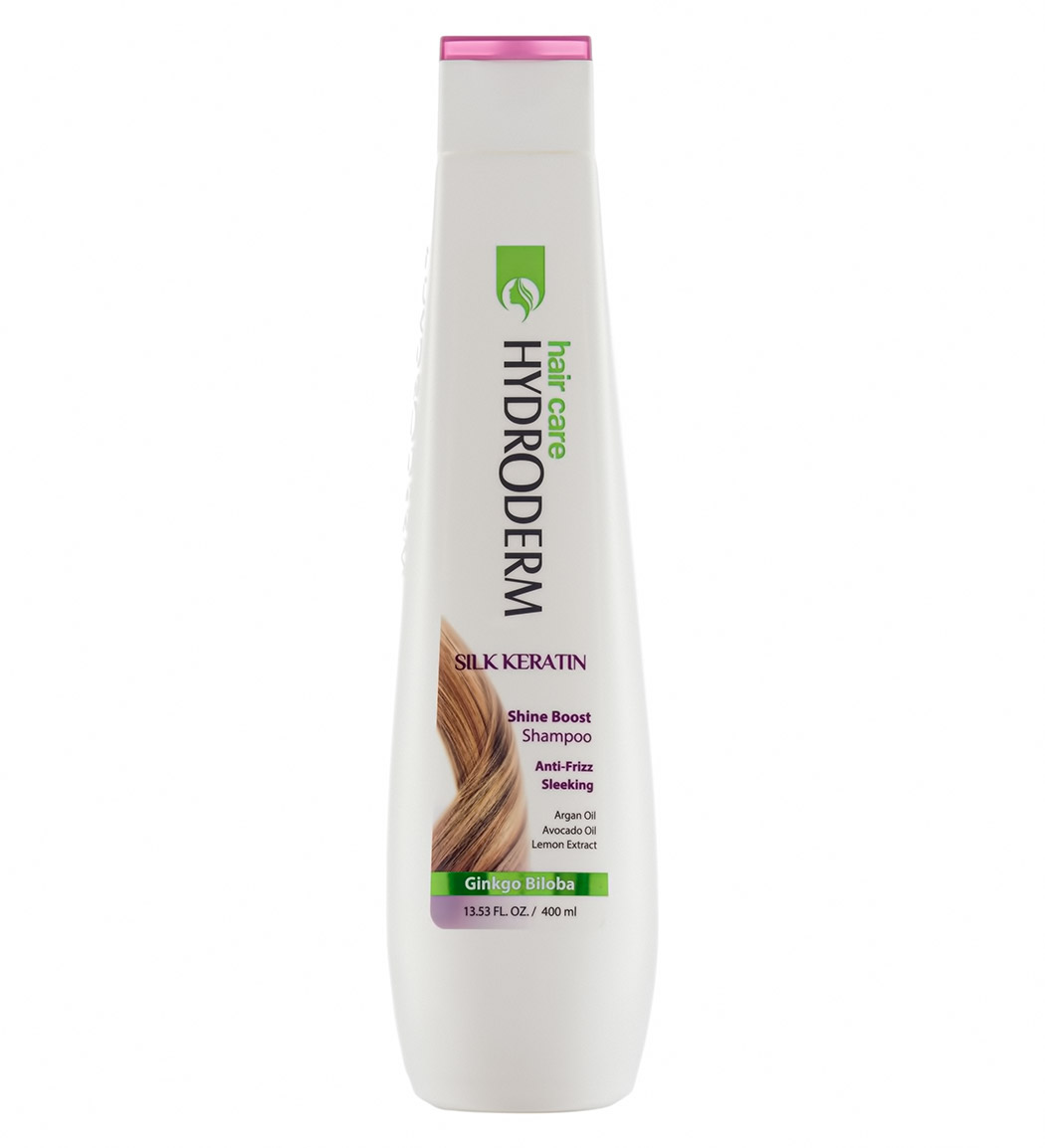 شامپو براق کننده و ضد وز مو حاوی ابریشم و کراتین 400میل Hydroderm Silk Keratin Shine Boost Shampoo 400ml