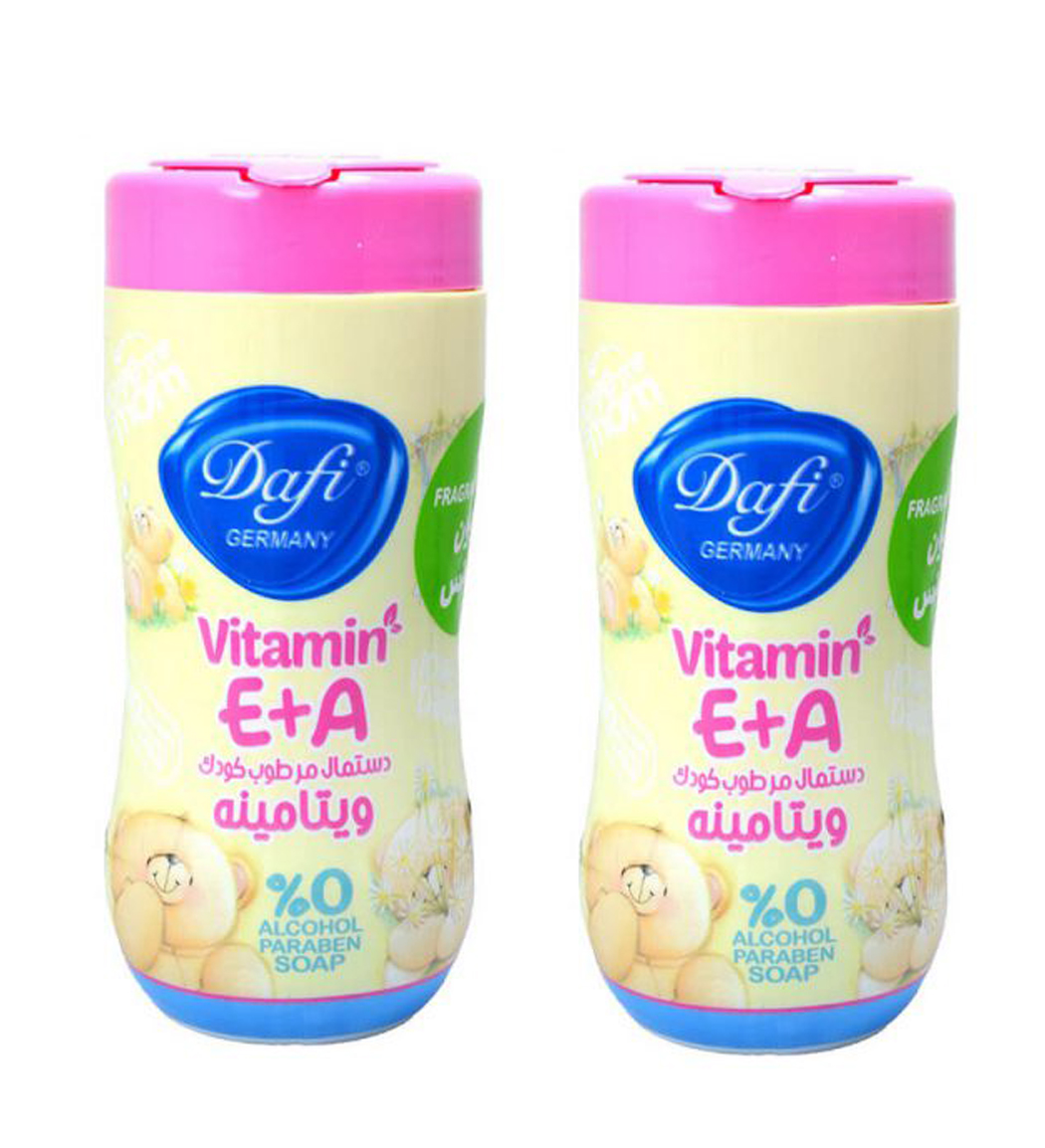 دستمال مرطوب کودک مدل Vitamin A And E پک 2 عددی Dafi Baby Wipes Vit4 Model 2 Pigit Package
