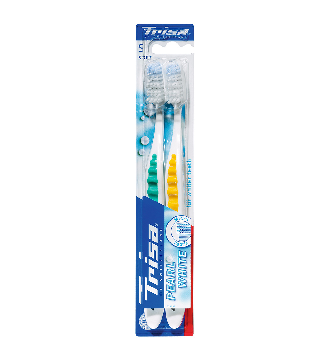 مسواک پرل وایت نرم دوتایی ارسال با رنگ رندوم Trisa Pearl White Soft Toothbrush 2pcs
