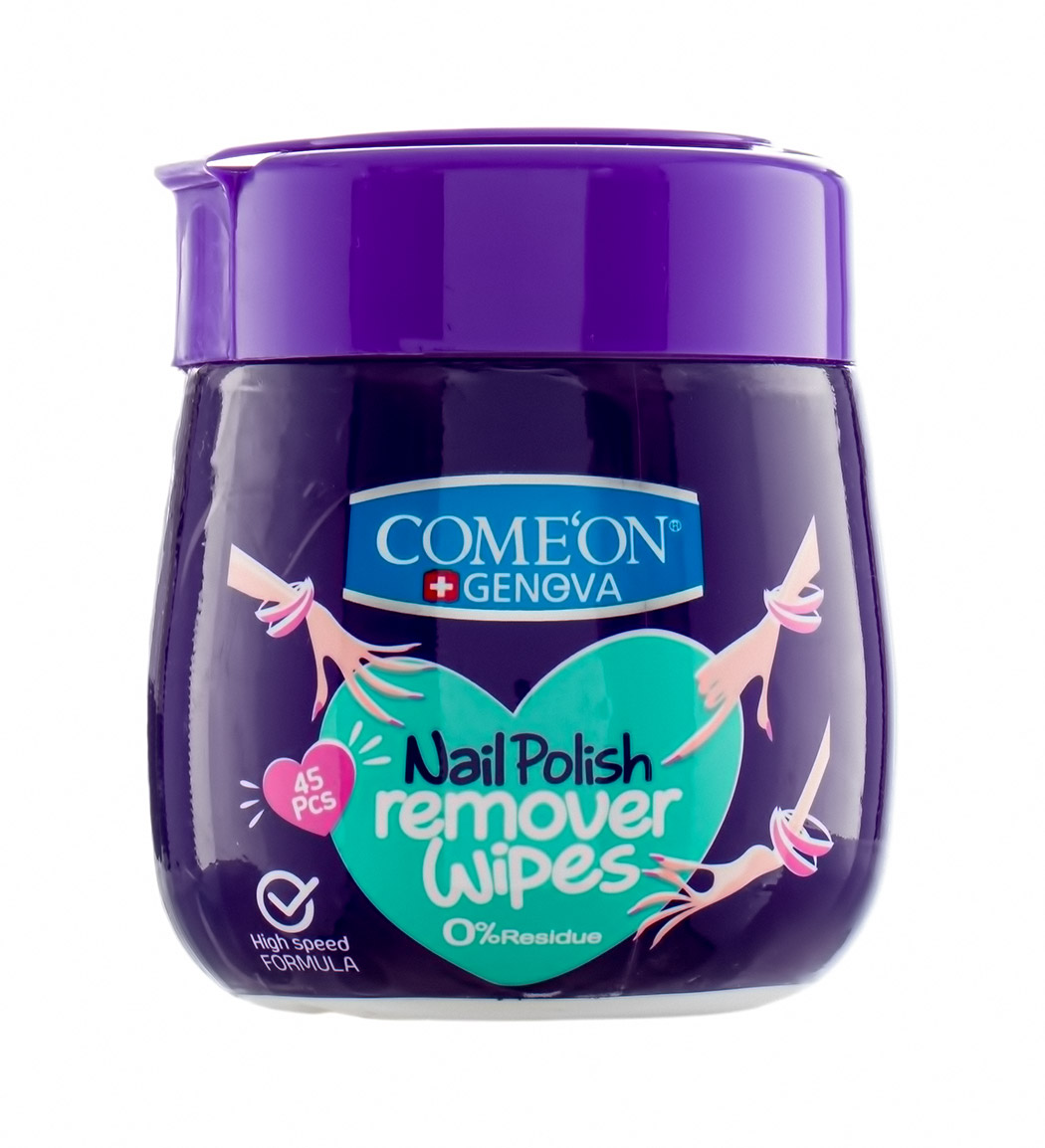 دستمال مرطوب پاک کننده لاک ناخن 45عددی Comeon Nail Polish Remover Wipes 45pcs