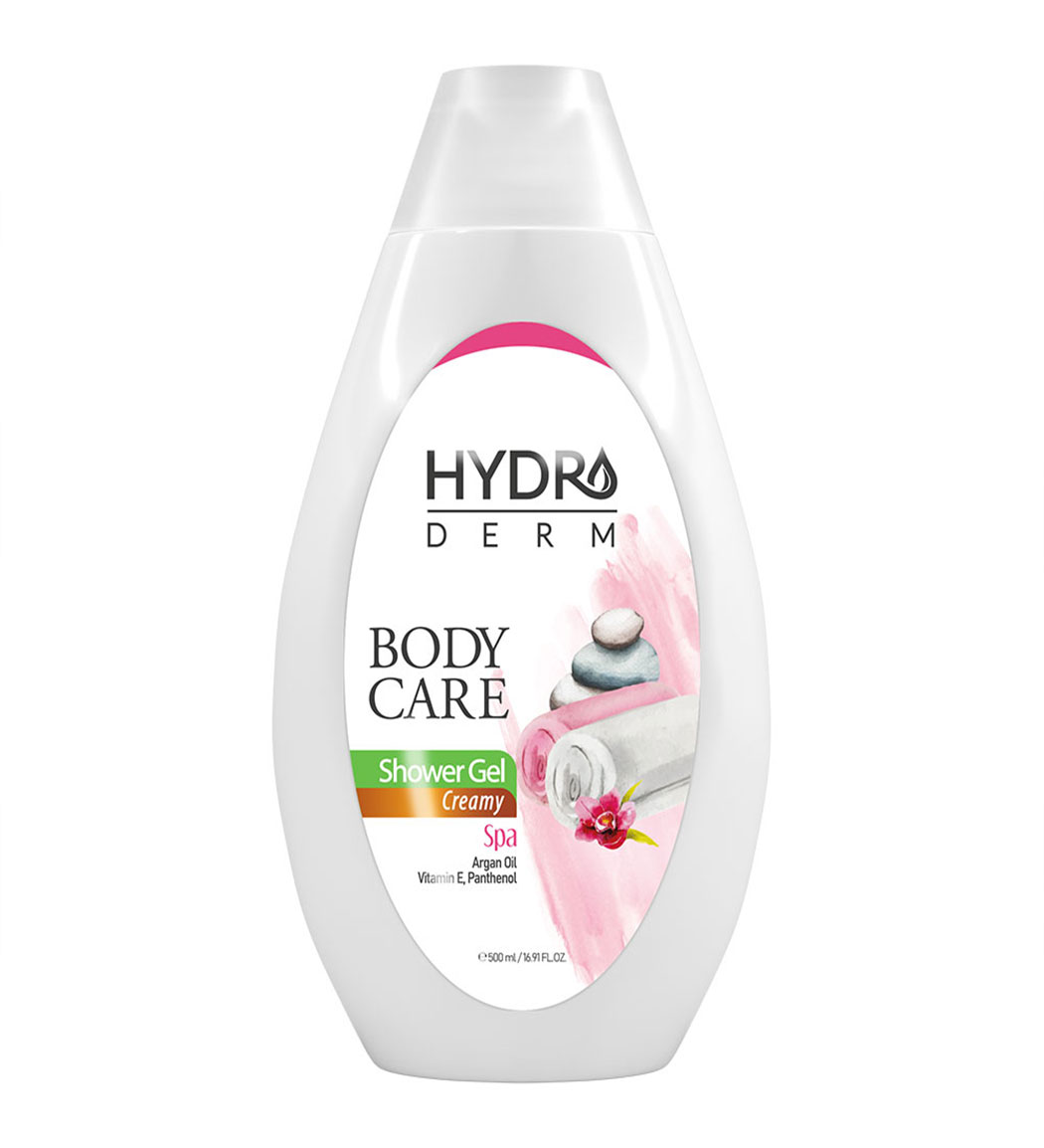 شامپو بدن کرمی با رایحه اسپا و روغن آرگان حجم 500 میل Hydroderm Creamy Body Wash Spa And Argan Oil 500 ml