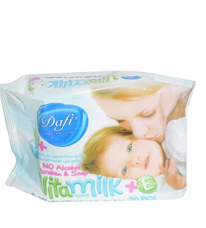 دستمال مرطوب کودک ویتا میلک 20 عددی Dafi Vita Milk Wips baby