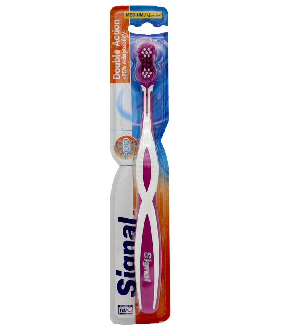 مسواک دابل اکشن با برس متوسط ارسال با رنگ رندوم Signal Toothbrush Double Action Medium