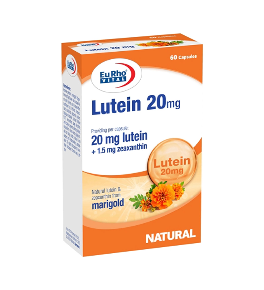 کپسول لوتئین 20 میلی گرم بسته 60 عددی Eurho Vital Lutein 20 Mg