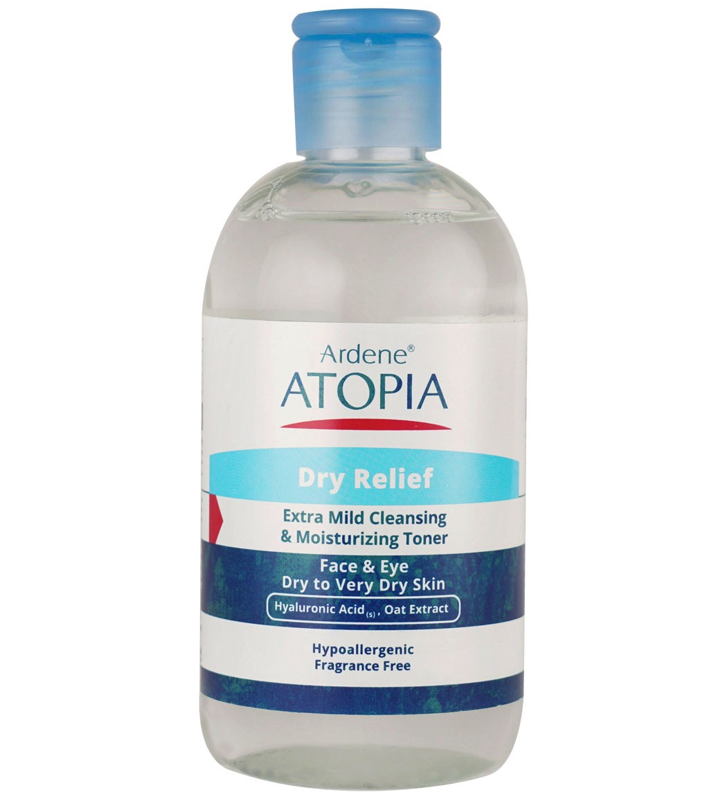 تونرملایم چشم و صورت  مناسب پوست خشک و خیلی خشک حجم 250 میل Ardene Atopia Dry Relief Face And Eye Toner For Dry To Very Dry Skin 250ml