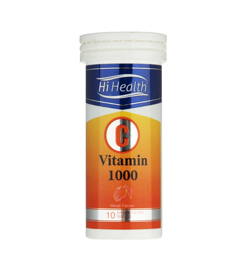 قرص جوشان ویتامین C 1000 میلی گرم با طعم انبه بسته 10 عددی Hi Health Vitamin C 1000 Mg 10 Effervescent Tabs