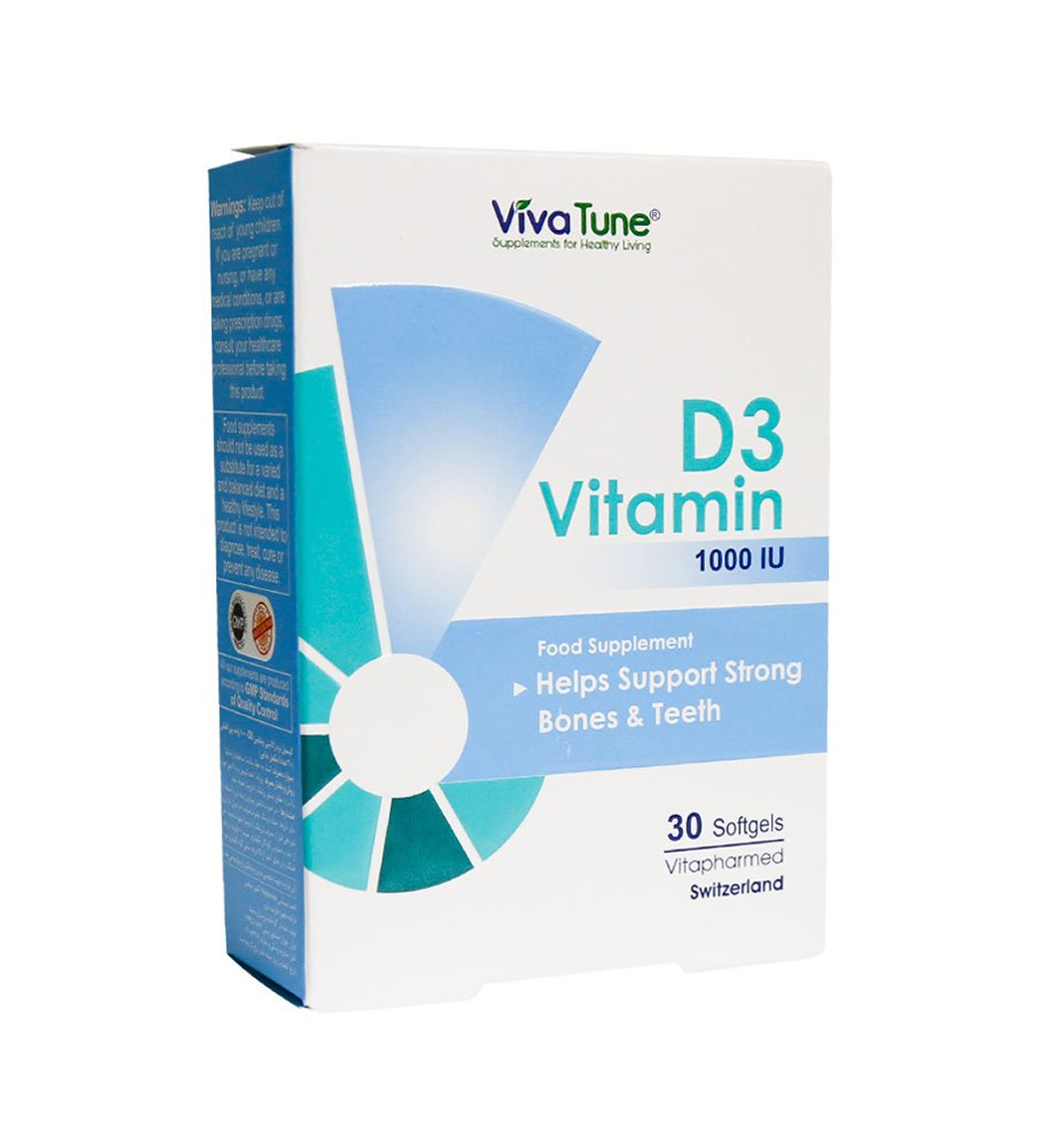 ویتامین D3 بسته 30 عددی Viva Tune Vitamin D3 1000 Iu 30